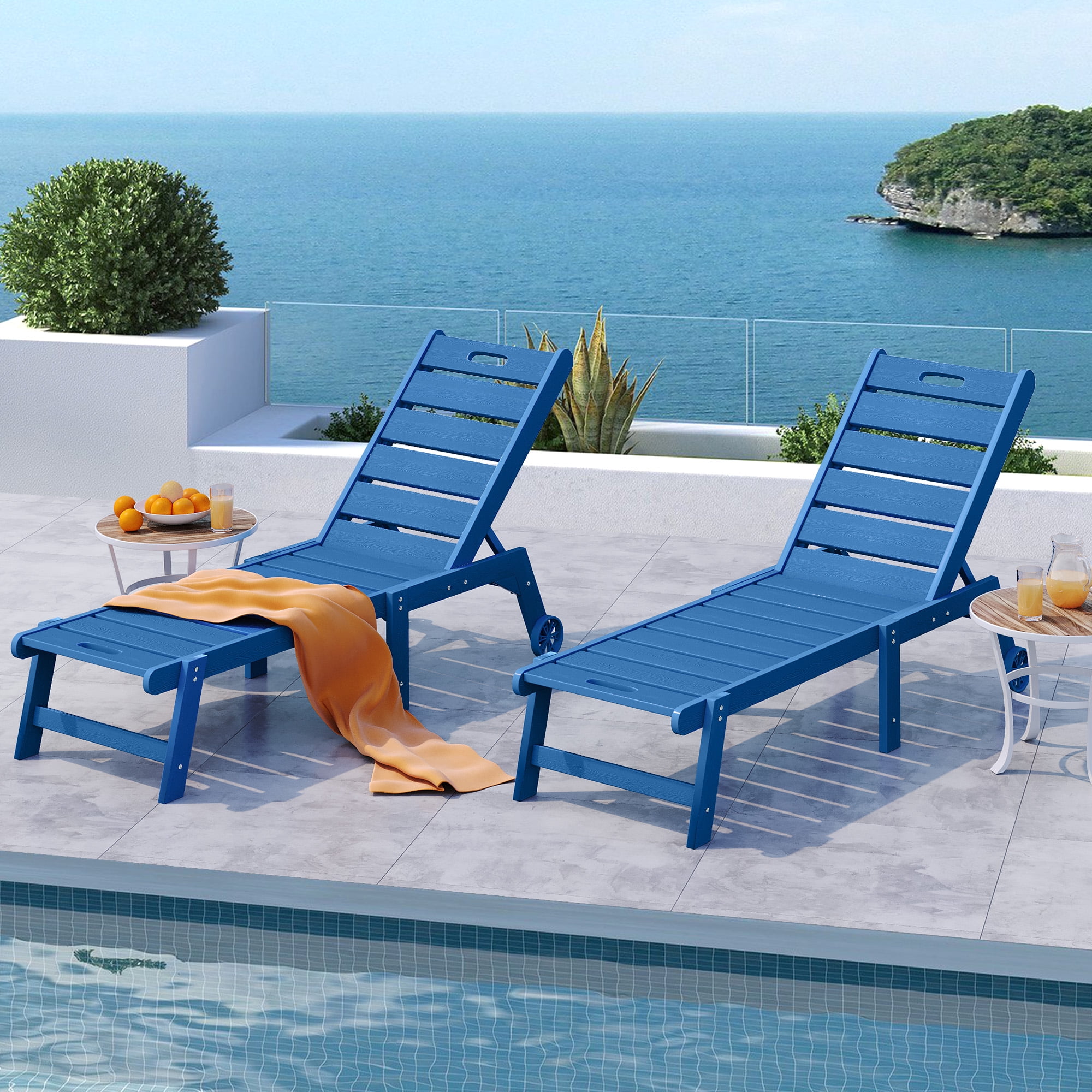 DWVO Patio Chaise Lounge Chair, Lawn Lounger Recliner Chair with 5