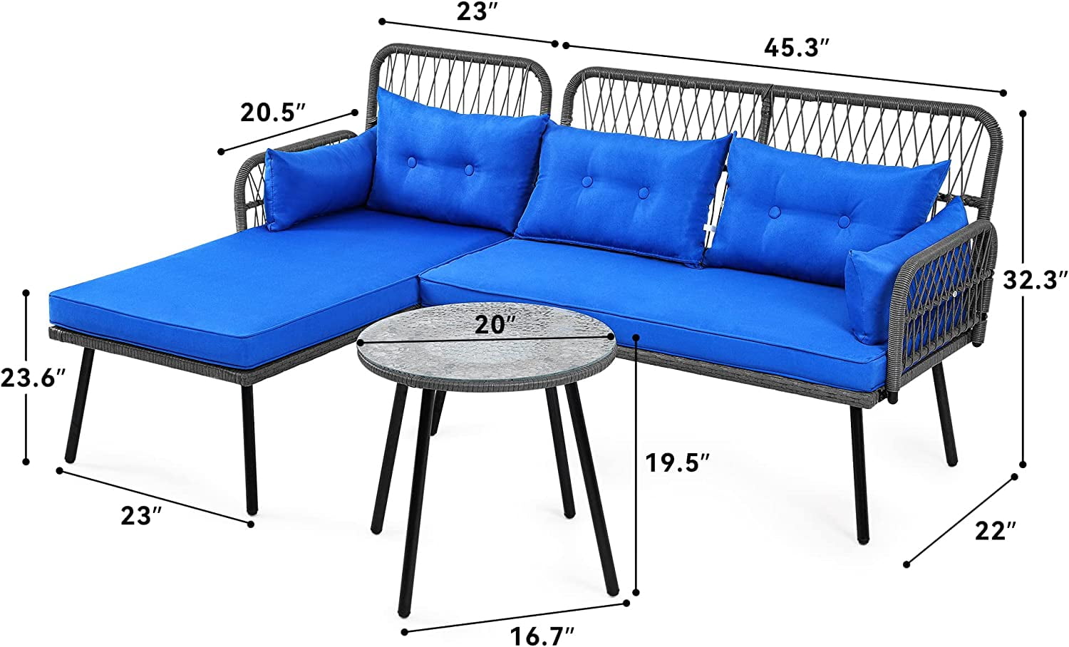 Craftian Patio Furniture LShaped Coversation Sectional Outdoor Sofa