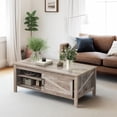 thumbnail image 1 of DWVO Rectangular Wooden Coffee Table with Adjustable Storage Shelf, Rustic Gray, 1 of 7