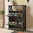 thumbnail image 1 of DWVO Shoe Cabinet with 2 Flip Drawers & Open Shelves, Modern Entryway Shoe Rack, Tipping Bucket Shoe Storage Organizer for Entryway/Hallway/Closet, Dark Rustic Oak, 1 of 13