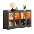 thumbnail image 1 of DWVO Sideboard Buffet Cabinet with LED Light & Doors, Modern Wood Acrylic Glass Sideboard Storage Cabinet Cupboard, Sideboard Buffet Table for Kitchen, Dinning Room, Living Room, Gray, 1 of 10