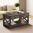 thumbnail image 1 of DWVO Vintage Coffee Tables with 2 Drawers, Living Room Center Table with Shelf, Rustic Oak, 1 of 5