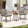 thumbnail image 1 of DWVO Wicker Outdoor 2 Patio Chairs with Coffee Table & Cushions, 3 Pieces All-Weather Rattan Patio Furniture Set for Patio, Balcony, Backyard- Grey, 1 of 7