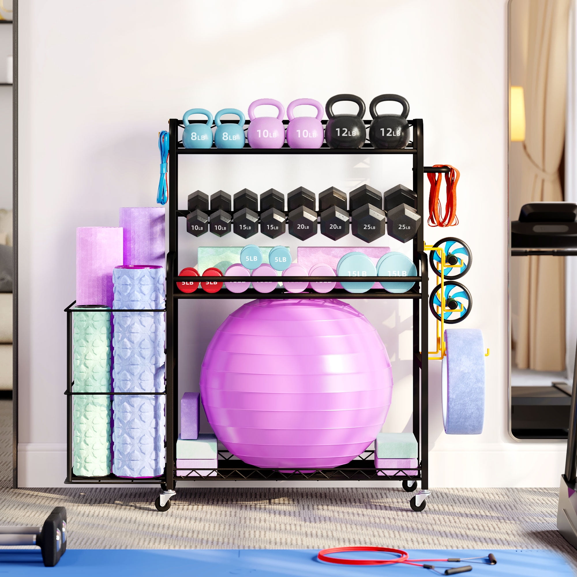 DWVO Yoga Mat Storage Rack Yoga Mat Holder, Home Gym Storage Rack for