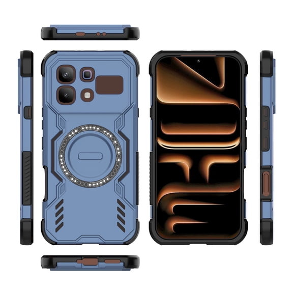 DWaybox Case for Infinix Note 60 Pro 5G 6.78 inch Released 2026, [Support Magnetic Attraction Wireless Charge], Slim Shock-Absorption Flexible TPU Bumper + PC Protective Back Cover -Blue