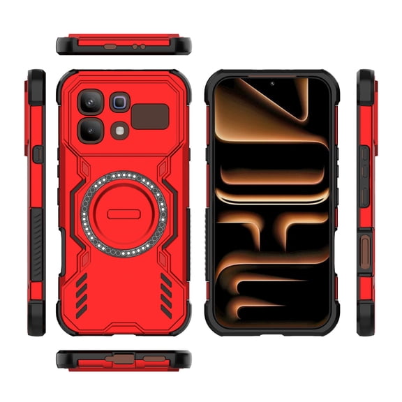 DWaybox Case for Infinix Note 60 Pro 5G 6.78 inch Released 2026, [Support Magnetic Attraction Wireless Charge], Slim Shock-Absorption Flexible TPU Bumper + PC Protective Back Cover -Red