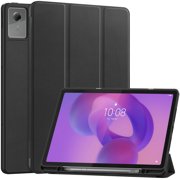 DWaybox Case for Lenovo Idea Tab Plus 12.1 inch 2025 Model, Shockproof Protective Cover with Kickstand, Built-in Pen Slot & Auto Wake/Sleep, Folio Matte TPU Smart Cover -Black