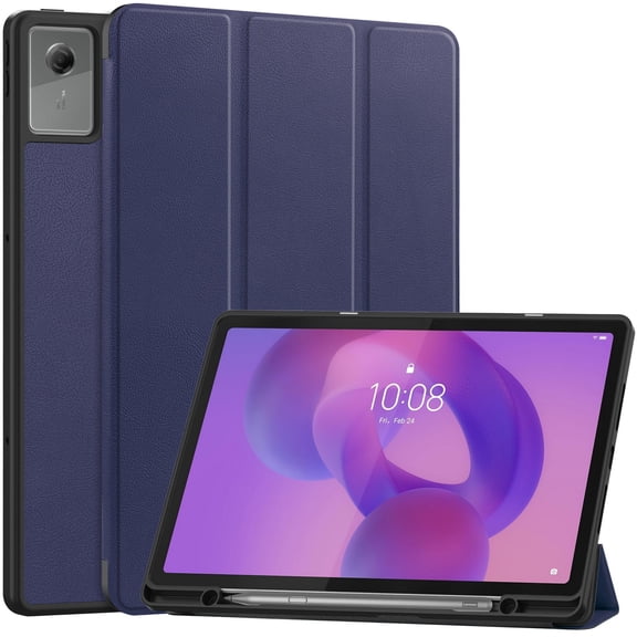 DWaybox Case for Lenovo Idea Tab Plus 12.1 inch 2025 Model, Shockproof Protective Cover with Kickstand, Built-in Pen Slot & Auto Wake/Sleep, Folio Matte TPU Smart Cover -Dark Blue