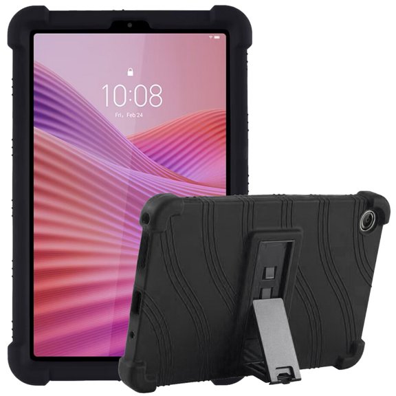 DWaybox Case for Lenovo Tab One / Tab K9 2025 8.7" Tablet – Shockproof Soft Silicone Cover with Thickened Corners & Adjustable Kickstand, Kids-Proof Protective Shell -Black