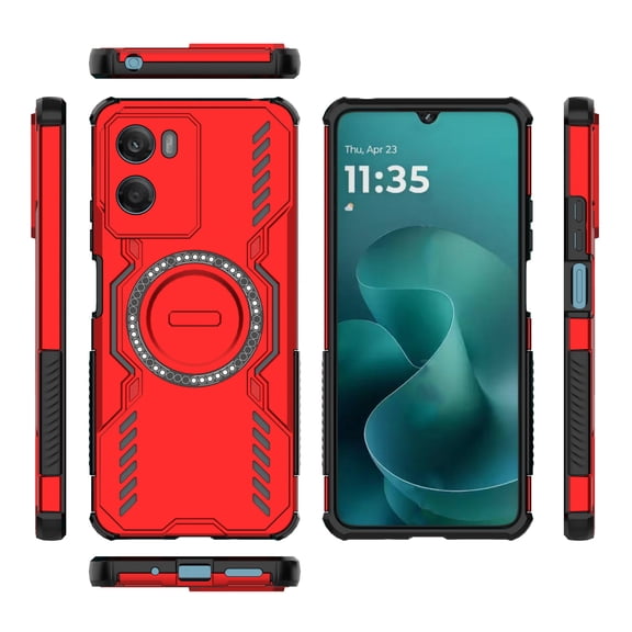 DWaybox Case for Motorola Moto G06 4G 6.88" 2025 Model, [Support Magnetic Attraction Wireless Charge], Slim Shock-Absorption Flexible TPU Bumper + PC Protective Back Cover -Red