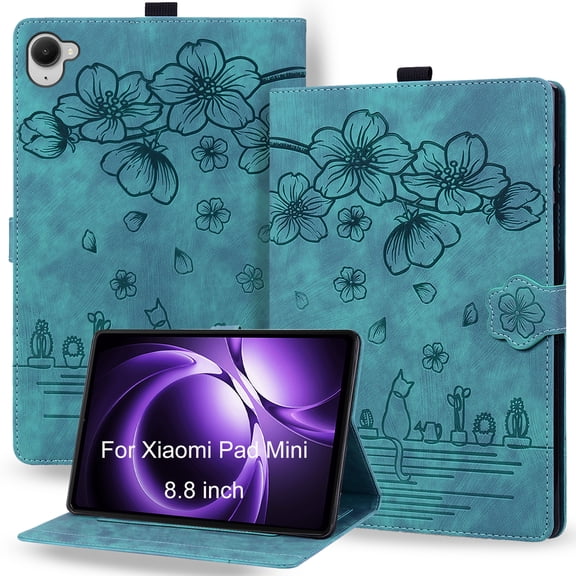 DWaybox Case for Xiaomi Pad Mini 8.8 inch 2025 Model, Cartoon Embossed PU Leather Folio Cover with Adjustable Kickstand, Card Slots & Shockproof Protection -Green