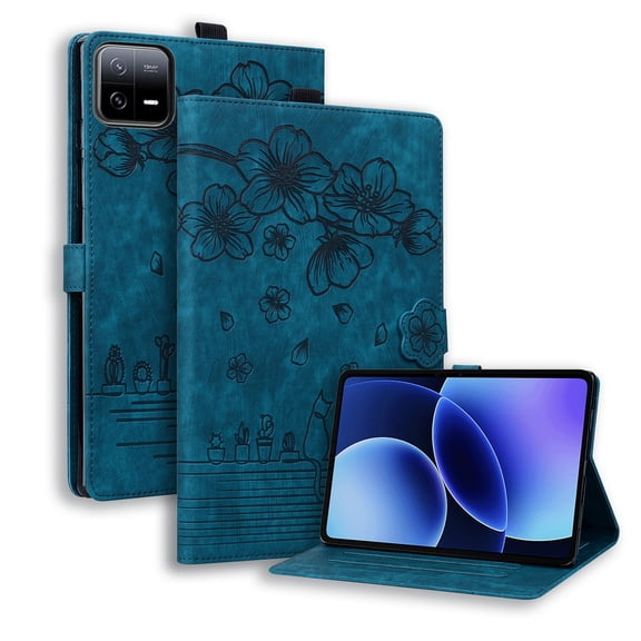 DWaybox Case for Xiaomi Poco Pad X1 11.2 inch 2025 Model, Cartoon Embossed PU Leather Folio Cover with Adjustable Kickstand, Card Slots & Shockproof Protection -Blue