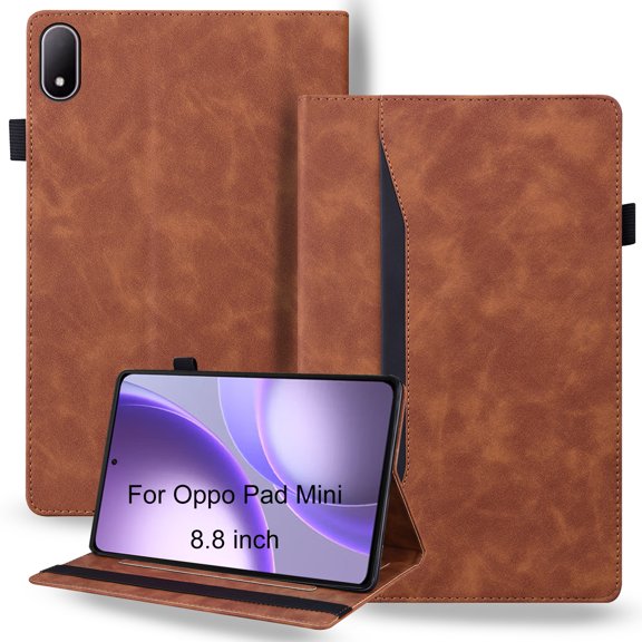 DWaybox Case for Oppo Pad Mini 8.8 inch 2026 Model, Retro PU Leather & TPU Hybrid Shockproof Cover with Kickstand, Card Slots & Grip Strap -Brown