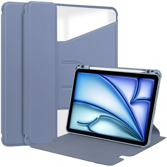 DWaybox Case for iPad Air 11-inch (M4) 2026 Model A3460, Shockproof Smart Cover with 360° Rotating Kickstand, Pencil Slot, Transparent Back Shell & Auto Wake/Sleep -Lavender