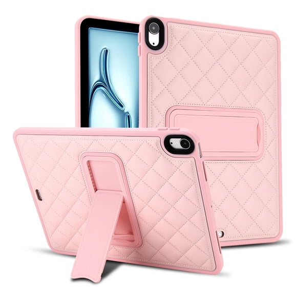 DWaybox Case for iPad Air 13‑inch (M4) 2026 Model A3462, Premium Diamond Quilted PU Leather Cover with Built-in Kickstand, Hybrid Shockproof TPU Bumper & PC Back Shell -Pink