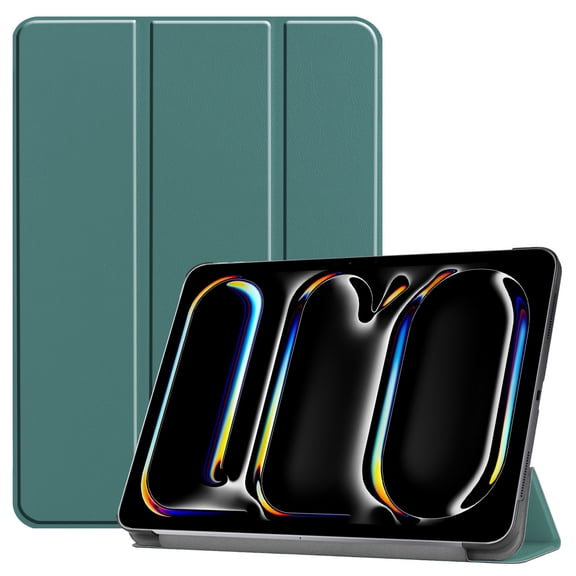 DWaybox Case for iPad Pro 11-inch 2025 M5 Model A3357 / A3358, Folio Slim Smart Cover with Multi-Angle Stand, Lightweight Hard Shell & Auto Wake/Sleep -Dark Green