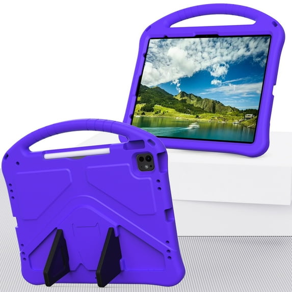 DWaybox Case for iPad Pro 13-inch 2025 M5 Model A3360/A3361, Kids-Proof Shockproof EVA Cover with Handle Stand, Anti-Drop Design and Full Body Protection -Purple