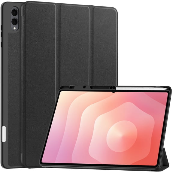 DWaybox Folio PU Leather Case for Samsung Galaxy Tab S12 Ultra 14.6", Kickstand & Pen Slot, Black