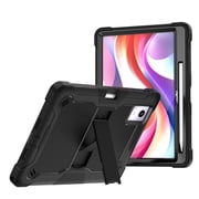 DWaybox Heavy Duty Case for Lenovo Idea Tab 11.0 inch, 3-Layer Shockproof Armor Cover Soft Silicone + Hard PC with Kickstand & Pencil Holder -Black