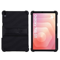 DWaybox Kids-Proof Case for Samsung Galaxy Tab S11 SM-X730/X736B 11.0", Shockproof Soft Silicone Cover with Thickened Corners & Adjustable Kickstand, Anti-Drop Protective Shell -Black