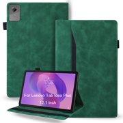 DWaybox Retro Case for Lenovo Idea Tab Plus 12.1 inch 2025 Released - PU Leather & TPU Hybrid Shockproof Protective Cover with Anti-Slip Grip Strap, Card Slots & Kickstand -Green