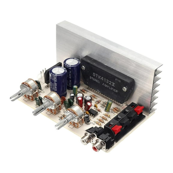 DX0408 Channel Audio Amplifier Board DC 12-24V Car Stereo AMP Module for Audio System DIY Speakers with Volume Knob; Audio Input/ DC Connector