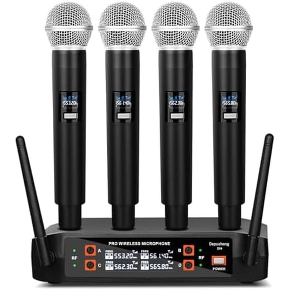 DX4 Wireless Microphone, Professional 4 Channels Karaoke Handheld System for Home Karaoke, Meeting, Party, Church, DJ, Wedding, Home KTV Set$$Music