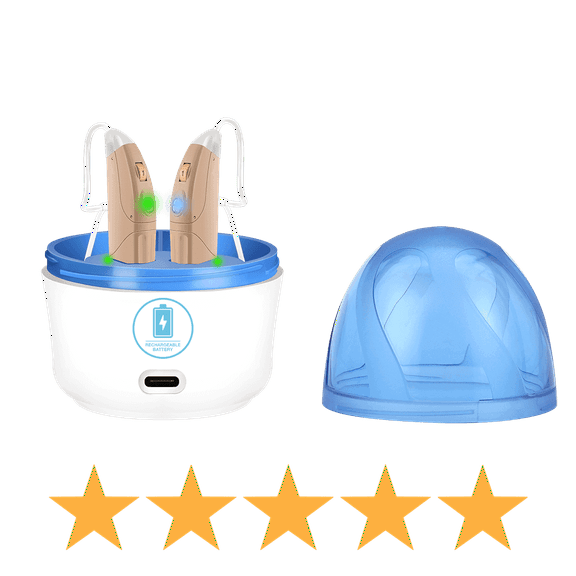 DX400 Rechargeable Hearing Amplifiers - low cost hearing ears assist senior Amplifier - Pair - FREE 2X replaceable battery modules