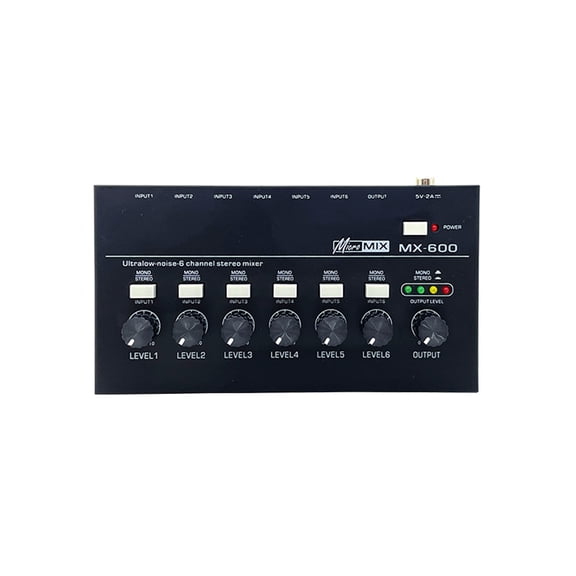 DX600 Ultra Low Noise 6 Channel Line Mixer Mini Sound Mixer Power Supply DC5V Easy Operation ,Easy to Operate