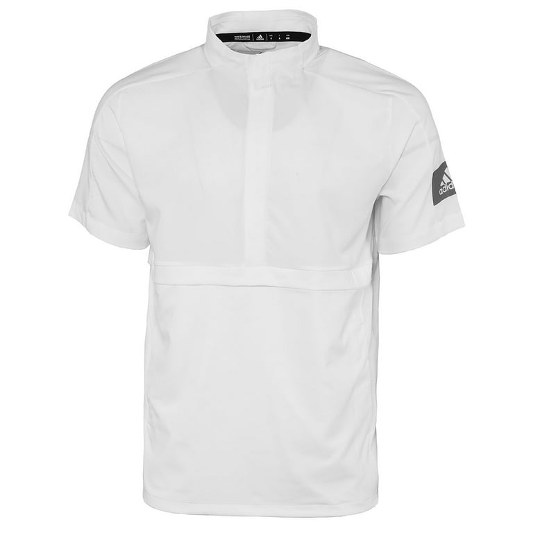 DX9792 Adidas Men s Mode Quarter Zip Short Sleeve Shirt White Grey M