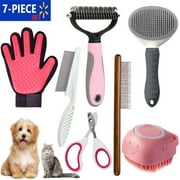 DXIMRX 7 Pcs Cat Dog Brush Grooming Kits, Best Combo Brush for Dogs Cats