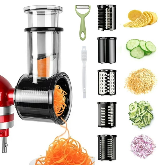 DXIMRX Slicer Shredder Attachment for KitchenAid Stand Mixer Cheese Grater Attachments, 5 Blades