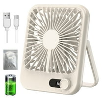 DXIMRX Small Desk Fan, Portable USB Rechargeable Fan with 5000mAh Battery and LCD Display, Strong Wind, Ultra Quiet, Mini Table Fans for Office, Home, Travel Fan, Beige