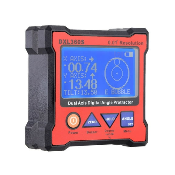 DXL360S Professional Dual-axis Digital Display Level Gauge Dual Axis Digital Angle Protractor with 5 Side Magnetic Base