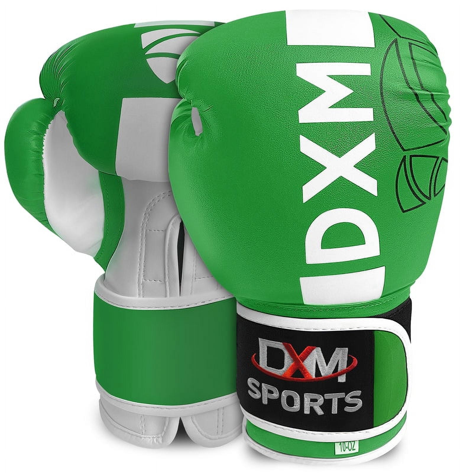 DXM SPORTS Boxing Gloves for Men & Women - Green & White, 16oz