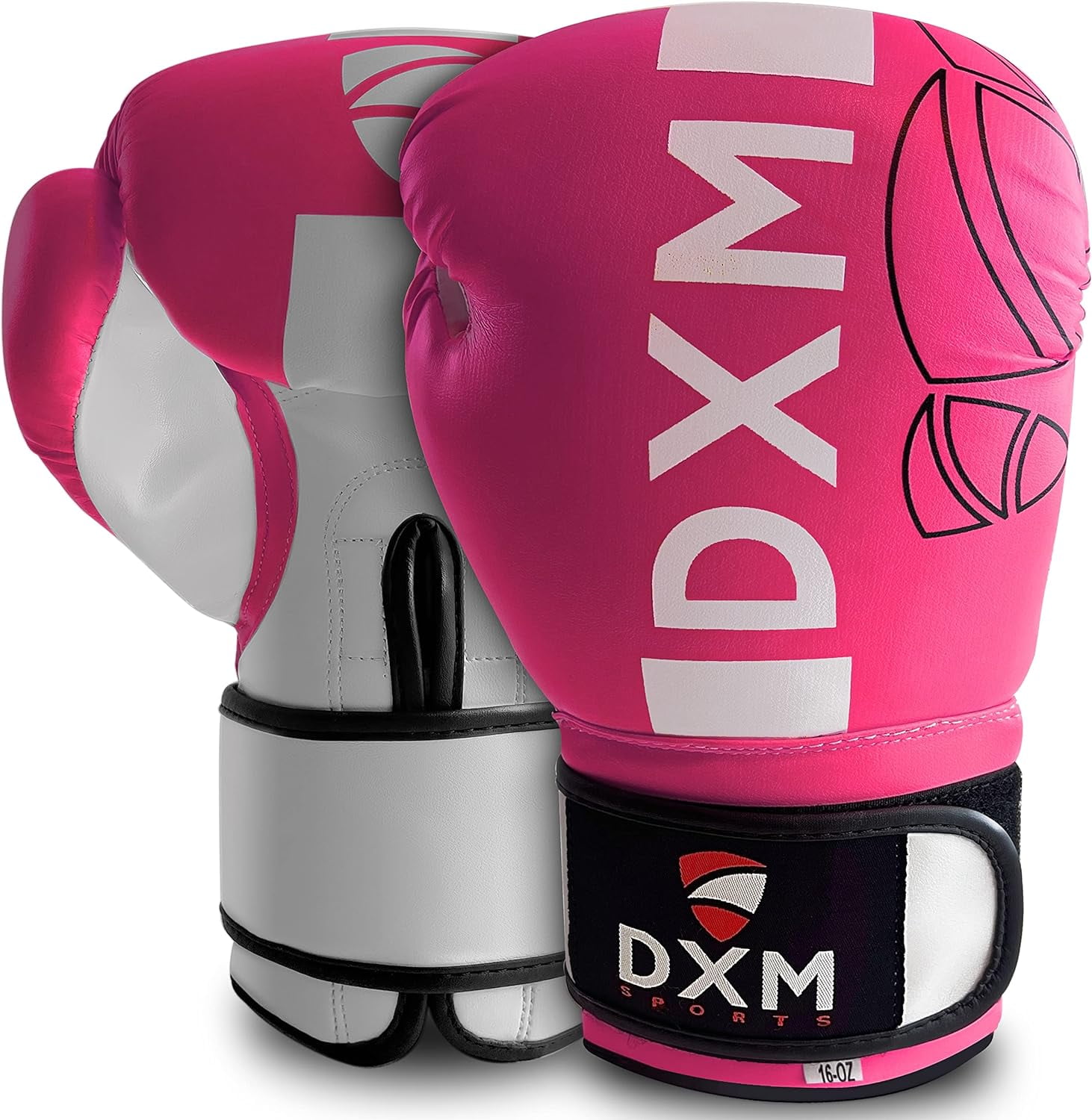 DXM SPORTS Boxing Gloves for Men & Women - Pink & White, 10oz