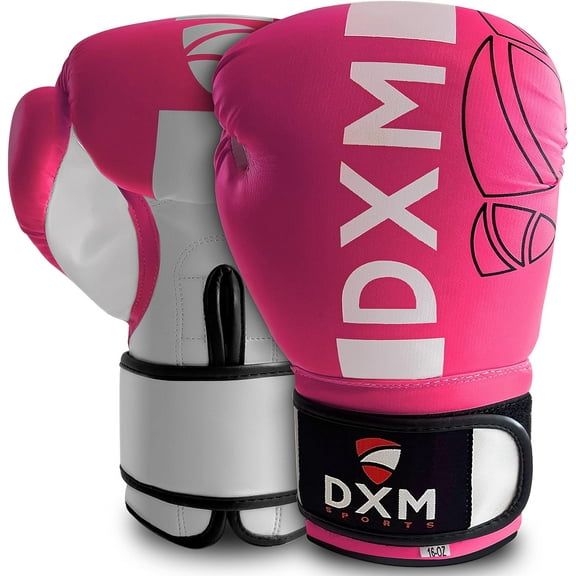 DXM SPORTS Boxing Gloves for Men & Women - Pink & White, 16oz