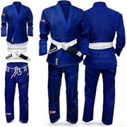 DXM SPORTS Brazilian Jiu Jitsu BJJ Gi Kimono for Adults - A0, Blue