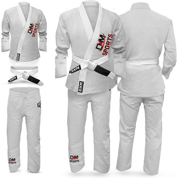 DXM SPORTS Brazilian Jiu Jitsu BJJ Gi Kimono for Adults - A1, White