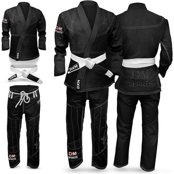 DXM SPORTS Brazilian Jiu Jitsu BJJ Gi Kimono for Adults - A2, Black