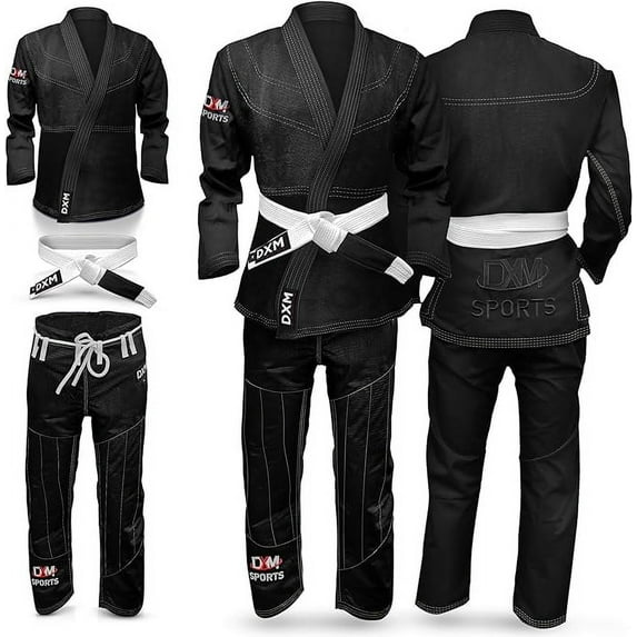 DXM SPORTS Brazilian Jiu Jitsu BJJ Gi Kimono for Adults - A3, Black