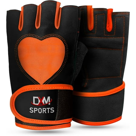 DXM SPORTS Gym Workout Weight Lifting Gloves with Wrist Support - L, Orange