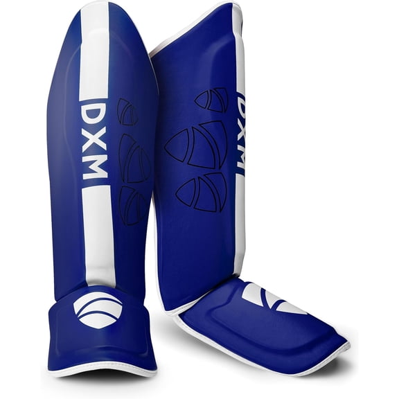 DXM SPORTS MMA Shin Guards with Instep, Padded Support - X-Large, Blue
