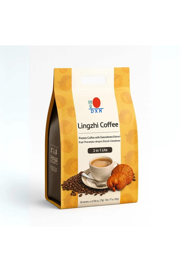 Lingzhi Coffee 3 in 1 Lite, Ganoderma Coffee, Instant Coffee, 20 Pack