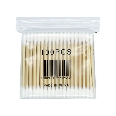 DXOUPM 100 Count Clean Swabs with Pointed and Round Tip Organic Cotton & Bamboo Makeup Nail Polish Eyeliner Touch-ups Ear Cleaning QTips Cosmetic Makeup Applicator