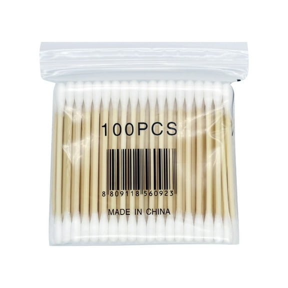 DXOUPM 100 Count Clean Swabs with Pointed and Round Tip Organic Cotton & Bamboo Makeup Nail Polish Eyeliner Touch-ups Ear Cleaning QTips Cosmetic Makeup Applicator