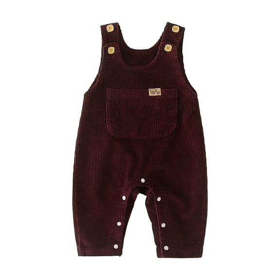 DXOUPM Baby Boy Girls Corduroy Overalls Toddler Bib Pants Suspender Jumpsuit Romper Fall Outfit Dark Purple 0-3M