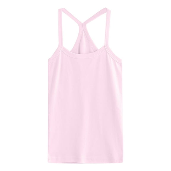 DXOUPM Birthday Shirt Children's Clothing Tank Top Kids Girls Dance Hop Sports Inner School Layered Camisole Black White Round Neck T Shirts Tops Light Pink 130