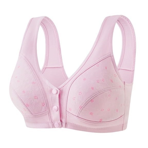 DXOUPM Bras for Women Plus Size Front Closure Sports Bra No Underwire Full Support Front Button Push Up Bra e-Pink 38