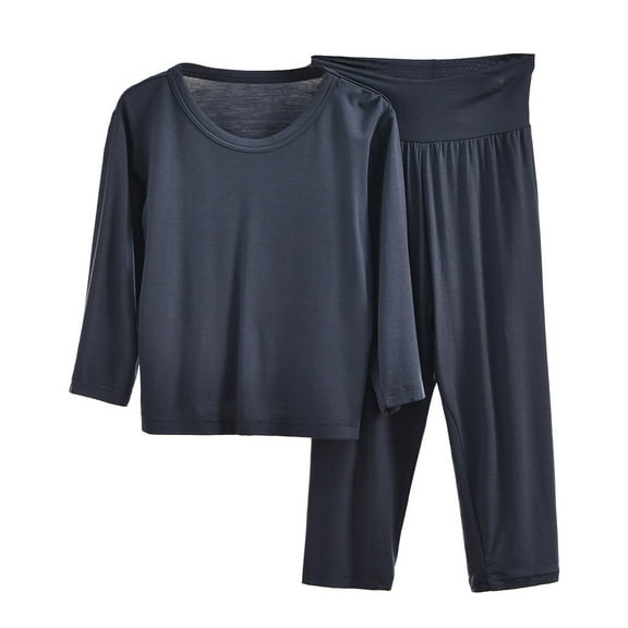 DXOUPM Clothes for Girls Loose Outfits Baby Girl Clothes Children's Pajama Set Children's Pajama High Waist Belly Cool and High Elasticity Set Dark Gray 120